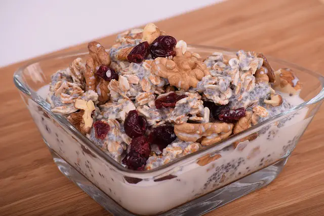 Dried cranberries with meat in a bowl